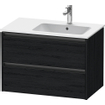 Duravit Ketho 2 meuble sous-lavabo avec 2 tiroirs pour vasque à poser à droite 81x48x54.9cm avec poignées chêne anthracite noir mat SW772332