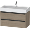 Duravit Ketho 2 meuble sous-lavabo avec 2 tiroirs 98,4x46x54,9cm avec poignées chêne anthracite terra mat SW772385