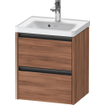 Duravit Ketho 2 Meuble sous-lavabo - 2 tiroirs - 48.4x37.5x54.9cm - poignées anthracite - noyer mat SW773102