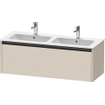 Duravit Ketho 2 meuble bas pour lavabo avec 1 tiroir pour double lavabo 128x48x44cm avec poignée anthracite taupe super mat SW771918