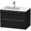 Duravit Ketho 2 meuble sous-lavabo avec 2 tiroirs pour vasque à gauche 81x48x54,9cm avec poignées chêne noir mat anthracite SW772875