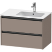 Duravit Ketho 2 meuble sous-lavabo avec 2 tiroirs pour vasque à droite 81x48x54.9cm avec poignées anthracite basalt mat SW771885