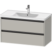 Duravit Ketho 2 meuble sous-lavabo avec 2 tiroirs 98.4x45.5x54.9cm avec poignées gris béton anthracite mat SW772198