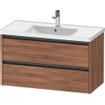 Duravit Ketho 2 meuble sous-lavabo avec 2 tiroirs 98.4x45.5x54.9cm avec poignées noyer anthracite mat SW773107
