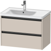 Duravit Ketho 2 meuble sous-lavabo avec 2 tiroirs pour vasque à gauche 78.4x45.5x54.9cm avec poignées anthracite taupe mat SW772827