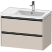Duravit Ketho 2 meuble bas sous lavabo avec 2 tiroirs pour vasque à droite 78.4x45.5x54.9cm avec poignées anthracite taupe mat SW772289
