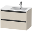 Duravit Ketho 2 meuble bas pour lavabo avec 2 tiroirs pour vasque à droite 81x48x54.9cm avec poignées anthracite taupe supermat SW772123