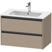 Duravit Ketho 2 meuble sous-lavabo avec 2 tiroirs 81x48x55cm avec poignées anthracite Linnen mat SW772118