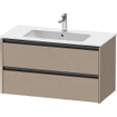 Duravit Ketho 2 wastafelonderbouwkast met 2 laden 101x48x55cm met grepen antraciet Linnen mat SW773067