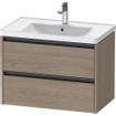 Duravit Ketho 2 meuble sous-lavabo avec 2 tiroirs 78.4x45.5x54.9cm avec poignées chêne anthracite terra mat SW773152