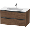 Duravit Ketho 2 meuble sous-lavabo avec 2 tiroirs 101x48x55cm avec poignées noyer foncé mat anthracite SW772232