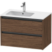 Duravit Ketho 2 meuble sous-lavabo avec 2 tiroirs pour vasque à gauche 81x48x54.9cm avec poignées anthracite noyer foncé mat SW772713