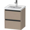 Duravit Ketho 2 Meuble sous-lavabo - 2 tiroirs - 48.4x37.5x54.9cm - poignées anthracite - lin lin mat SW773156