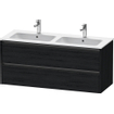 Duravit Ketho 2 meuble bas pour lavabo avec 2 tiroirs pour double vasque 128x48x55cm avec poignées chêne anthracite noir mat SW772004