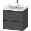 Duravit Ketho 2 Meuble sous-lavabo - 2 tiroirs - 58.4x45.5x54.9cm - poignées anthracite - graphite mat SW773015