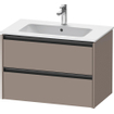 Duravit Ketho 2 meuble sous-lavabo avec 2 tiroirs 81x48x55cm avec poignées anthracite basalt mat SW772704