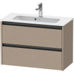 Duravit Ketho 2 meuble bas pour lavabo avec 2 tiroirs 81x39x54.9cm avec poignées anthracite Linnen mat SW773063