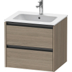 Duravit Ketho 2 meuble sous-lavabo avec 2 tiroirs 61x48x55cm avec poignées chêne anthracite terra mat SW772377