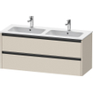 Duravit Ketho 2 meuble bas pour lavabo avec 2 tiroirs pour double lavabo 128x48x55cm avec poignées anthracite taupe super mat SW772429