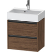 Duravit Ketho 2 Wastafelonderkast - 2 laden - 58.4x39x54.9cm - grepen antraciet - donker noten mat SW772734