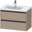 Duravit Ketho 2 meuble sous-lavabo avec 2 tiroirs pour vasque à gauche 78.4x45.5x54.9cm avec poignées anthracite Linnen mat SW772487