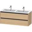 Duravit Ketho 2 meuble sous-lavabo avec 2 tiroirs pour double vasque 128x48x55cm avec poignées chêne naturel mat anthracite SW771912