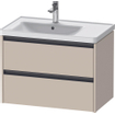 Duravit Ketho 2 meuble bas pour lavabo avec 2 tiroirs pour vasque à gauche 78,4x45,5x54,9cm avec poignées anthracite taupe super mat SW772531