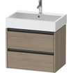 Duravit Ketho 2 meuble sous-lavabo avec 2 tiroirs 68.4x46x54.9cm avec poignées chêne anthracite terra mat SW771949