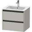 Duravit Ketho 2 meuble-bas pour lavabo avec 2 tiroirs 61x48x55cm avec poignées gris béton anthracite mat SW771876