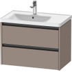 Duravit Ketho 2 wastafelonderbouwkast met 2 laden voor waskom links 78.4x45.5x54.9cm met grepen antraciet basalt mat SW772681