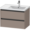 Duravit Ketho 2 meuble sous-lavabo avec 2 tiroirs pour vasque à droite 78.4x45.5x54.9cm avec poignées basalte anthracite mat SW772213