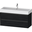 Duravit Ketho 2 meuble bas pour lavabo avec 2 tiroirs pour lavabo simple 118.4x46x54.9cm avec poignées chêne anthracite noir mat SW772884