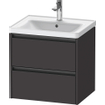 Duravit Ketho 2 Meuble sous-lavabo - 2 tiroirs - 58.4x45.5x54.9cm - poignées anthracite - graphite super mat SW772985