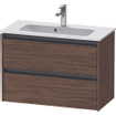 Duravit Ketho 2 meuble sous-lavabo avec 2 tiroirs 81x39x54,9cm avec poignées anthracite noyer foncé mat SW772230