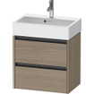 Duravit Ketho 2 Meuble sous-lavabo - 2 tiroirs - 58.4x39x54.9cm - poignées anthracite - chêne terra mat SW773036