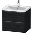 Duravit Ketho 2 meuble sous-lavabo avec 2 tiroirs 63.4x45.5x54.9cm avec poignées chêne anthracite noir mat SW771828