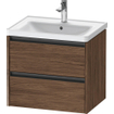 Duravit Ketho 2 meuble sous-lavabo avec 2 tiroirs 63.4x45.5x54.9cm avec poignées noyer foncé mat anthracite SW771882