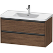 Duravit Ketho 2 meuble sous-lavabo avec 2 tiroirs 98,4x45,5x54,9cm avec poignées anthracite noyer foncé mat SW772218