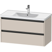 Duravit Ketho 2 wastafelonderbouwkast met 2 laden 98.4x45.5x54.9cm met grepen antraciet taupe mat SW772073