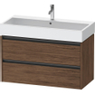Duravit Ketho 2 meuble sous-lavabo avec 2 tiroirs 98.4x46x54.9cm avec poignées anthracite noyer foncé mat SW772015