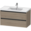 Duravit Ketho 2 meuble sous-lavabo avec 2 tiroirs 98,4x45,5x54,9cm avec poignées chêne Terra mat anthracite SW771858