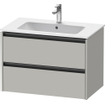 Duravit Ketho 2 meuble sous-lavabo avec 2 tiroirs 81x48x55cm avec poignées gris béton anthracite mat SW772642
