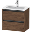 Duravit Ketho 2 meuble sous-lavabo avec 2 tiroirs 61x39x54,9cm avec poignées anthracite noyer foncé mat SW772711