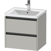 Duravit Ketho 2 Meuble sous lavabo - 2 tiroirs - 58.4x45.5x54.9cm - poignées anthracite - gris béton mat SW772669