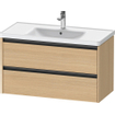 Duravit Ketho 2 meuble sous-lavabo avec 2 tiroirs 98.4x45.5x54.9cm avec poignées chêne naturel anthracite mat SW772268