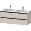 Duravit Ketho 2 meuble sous-lavabo avec 2 tiroirs pour double lavabo 128x48x55cm avec poignées anthracite taupe mat SW772313