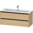 Duravit Ketho 2 meuble bas pour lavabo avec 2 tiroirs pour lavabo simple 121x48x55cm avec poignées chêne naturel mat anthracite SW772786