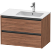 Duravit Ketho 2 meuble sous-lavabo avec 2 tiroirs pour vasque à droite 81x48x54.9cm avec poignées anthracite noyer mat SW773129