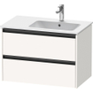 Duravit Ketho 2 meuble bas sous lavabo avec 2 tiroirs pour vasque à droite 81x48x54.9cm avec poignées anthracite blanc super mat SW772002