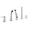 GROHE Grandera afbouwdeel 5 gats badrandkraan met baduitloop met omstel met handdouche en doucheslang 150cm chroom/goud 0437850